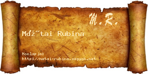 Mátai Rubina névjegykártya